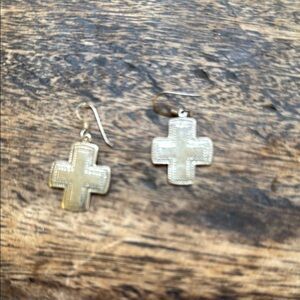 Sterling silver dangle cross earrings